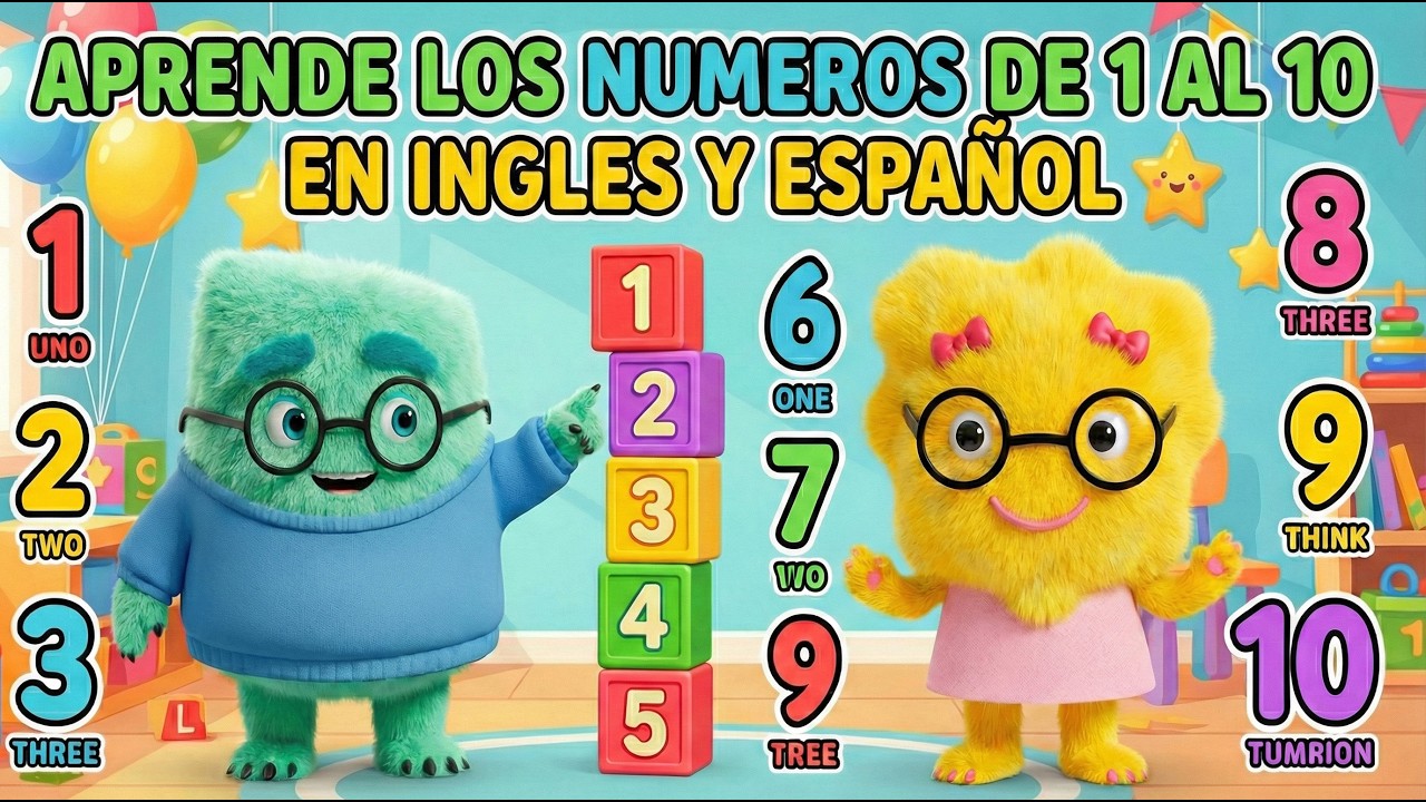 Aprende los Numeros del 1 al 10 en Inglés y Español | Números para Niños