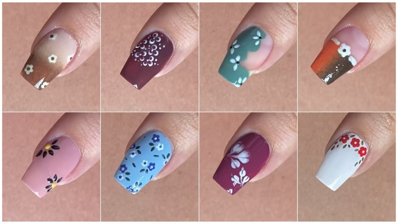 Easy and simple flower nail art designs || Nail art for beginners
