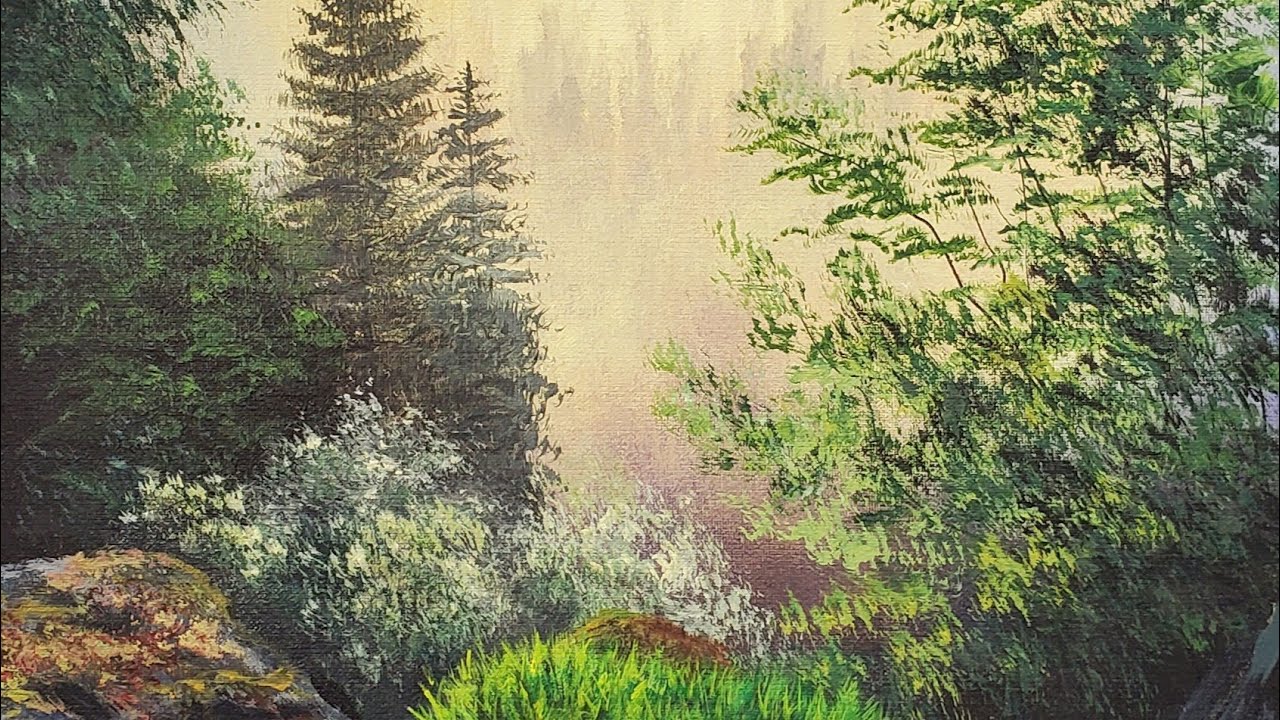 Misty Forest Trees Acrylic Painting LIVE Tutorial