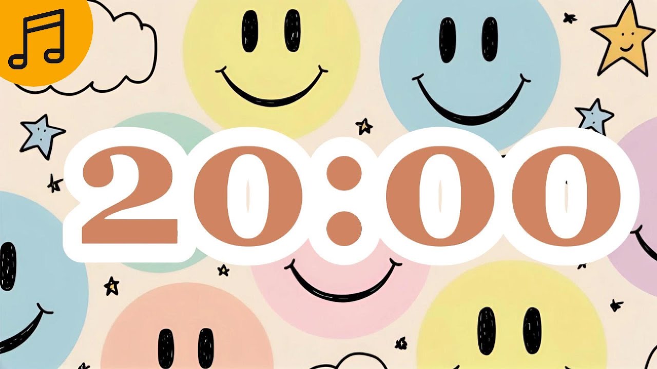 20 Minute Timer with Calming Music for The Classroom/Smiley faces themed/Chill and relax/ Deep focus