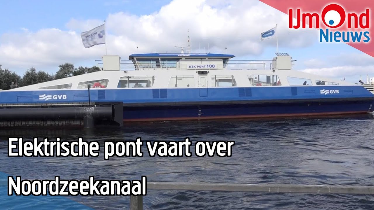 Elektrische pont vaart over Noordzeekanaal