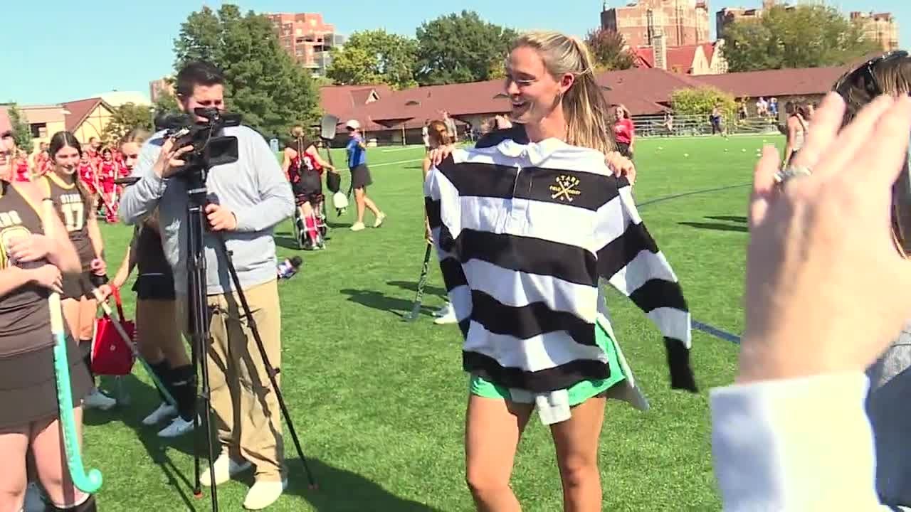 Kylie Kelce joins Kansas City high school field hockey athletes at clinic