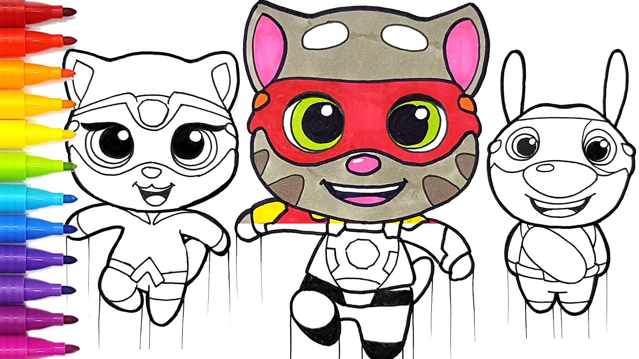 Talking Tom Heroes - Tom, Angela and Hank Drawing and Coloring Pages | Tim Tim TV