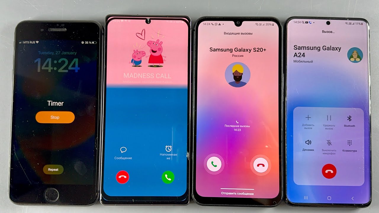 Alarm Clock and Incoming Calls IPhone 8+ and Samsung Galaxy S20+/Samsung Galaxy A24 + Galaxy Note 20