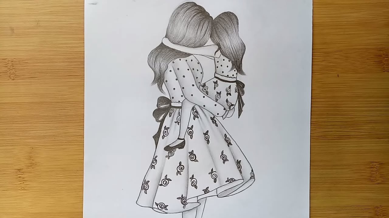 Mothers Day Drawing of pencil sketch step by step