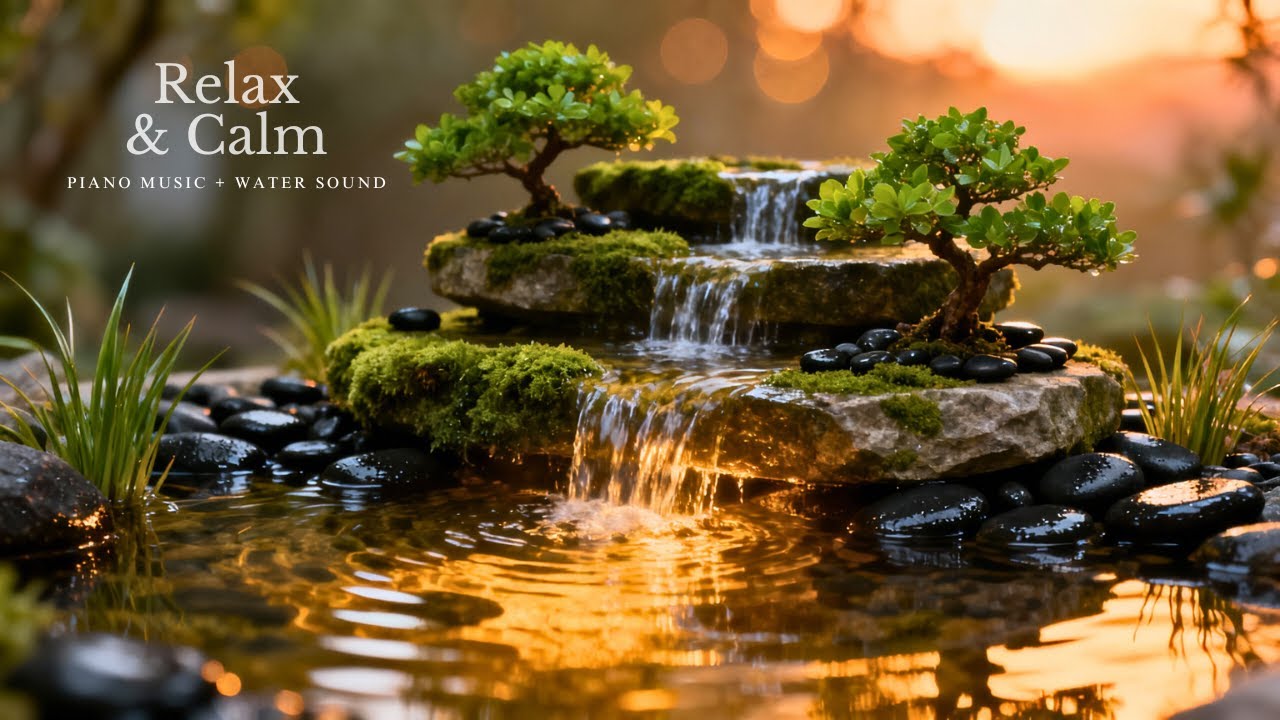 Mind Healing 🌿 Sound of Water on Rocks & Relaxation Music, Relieving Anxiety