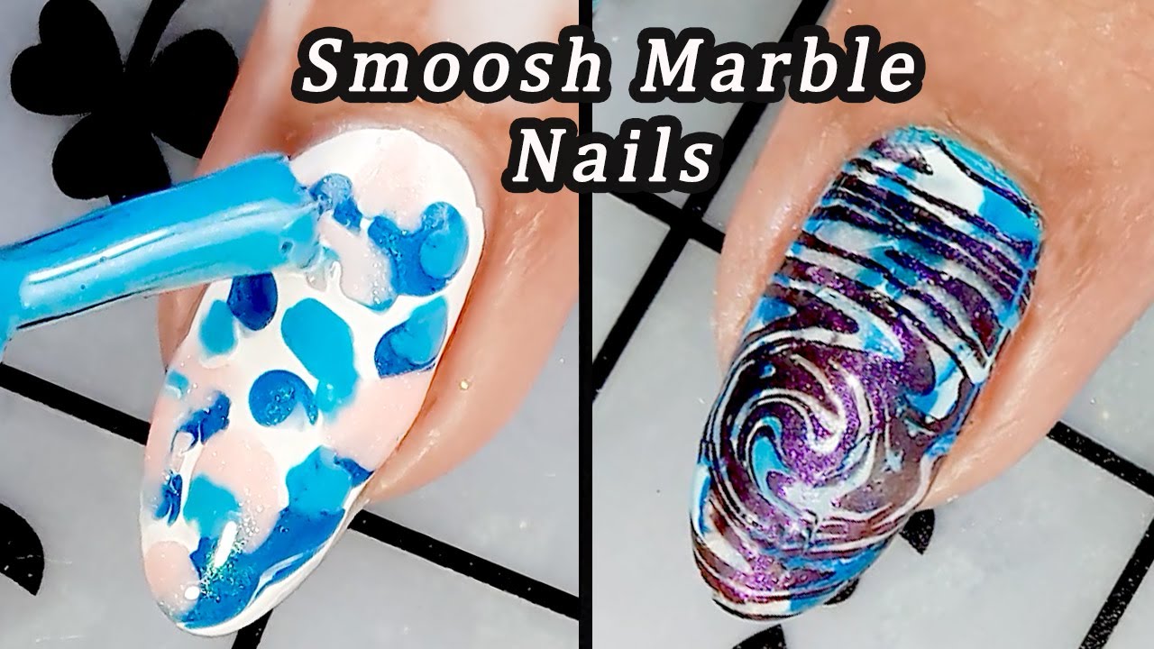 Smoosh Marble Nail Art | Stamping & Chrome Effect #shorts