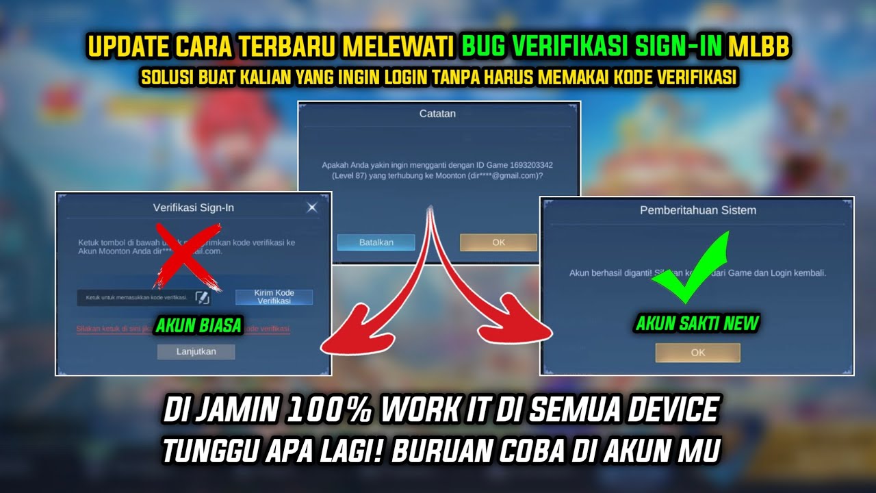 UPDATE TERBARU CARA MELEWATI BUG VERIFIKASI SIGN-IN MOBILE LEGENDS | CARA BOBOL V2L MOONTON TERBARU