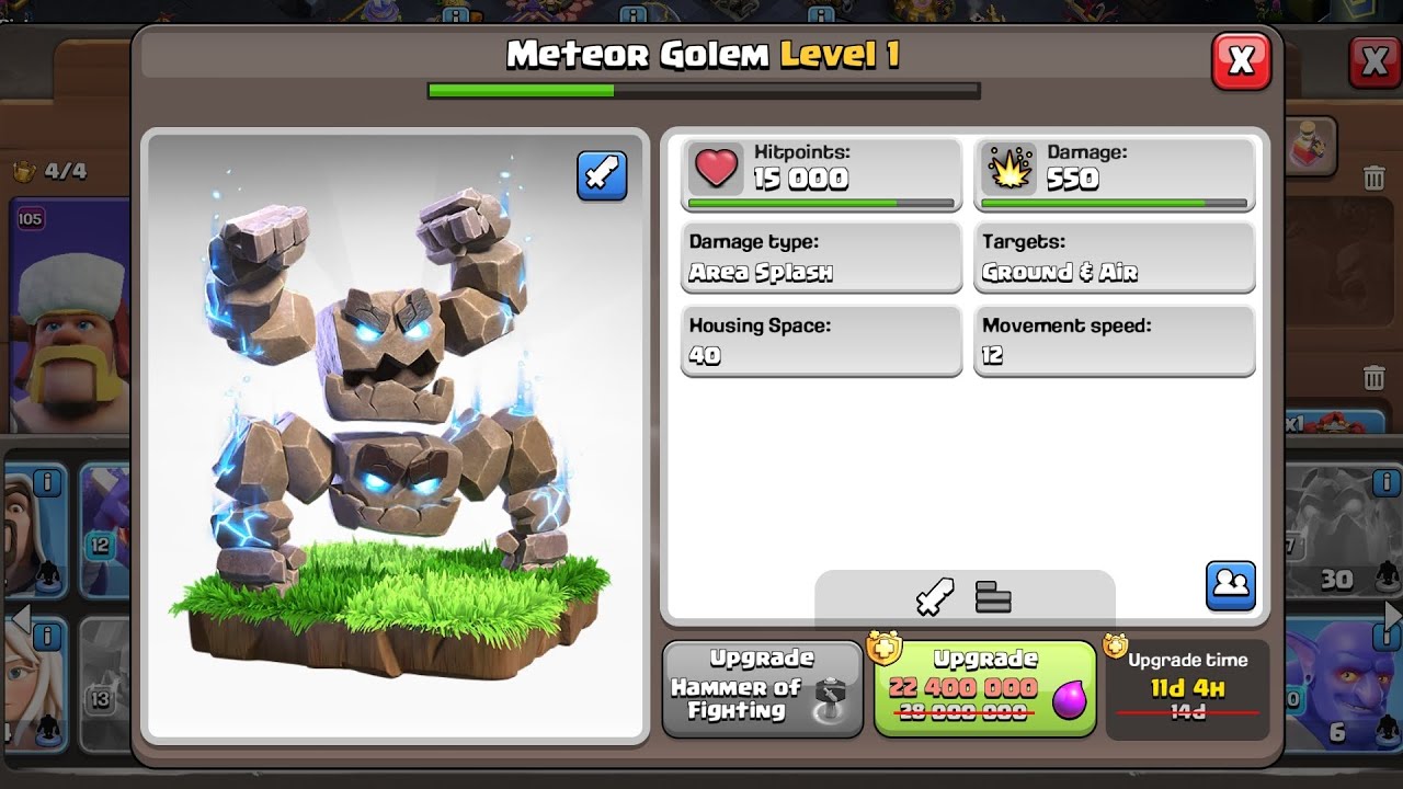 Getting Meteor Golem + Super Wizard Tower and more !!!