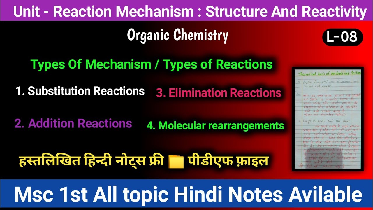 reaction mechanism, Types of reaction msc 1sem organic chemistry notes in hindi types of mechanism