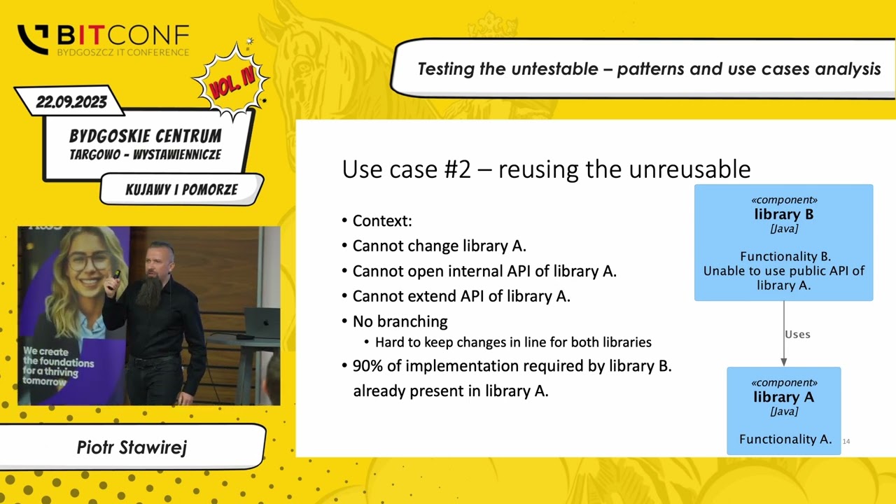 bITconf 2023 - [Piotr Stawirej] Testing the untestable – patterns and use cases analysis