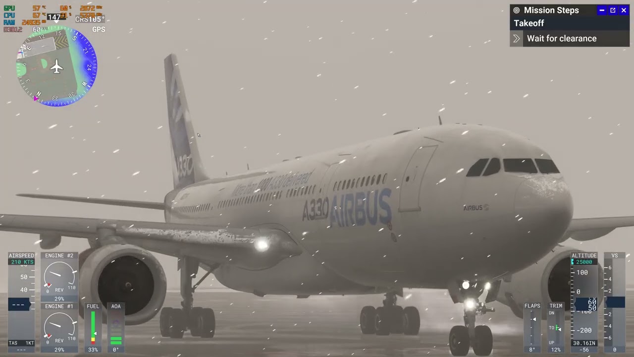 JFK takeoff during snow storm to Tashkent