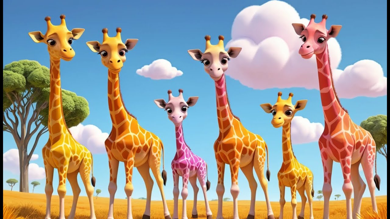 Five Little Giraffes Stretch Stretch Stretch | Tall Animal Song & Counting Rhyme