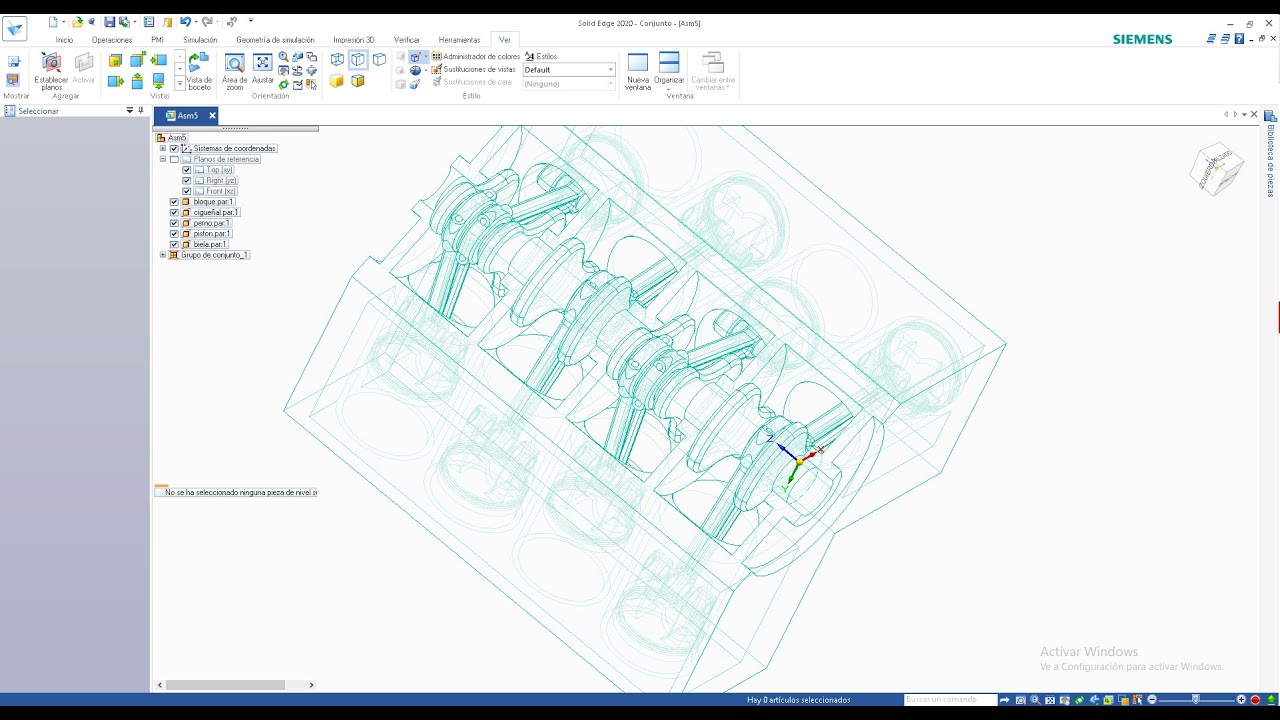 ENSAMBLE DE MOTOR V8 EN SOLID EDGE 2020