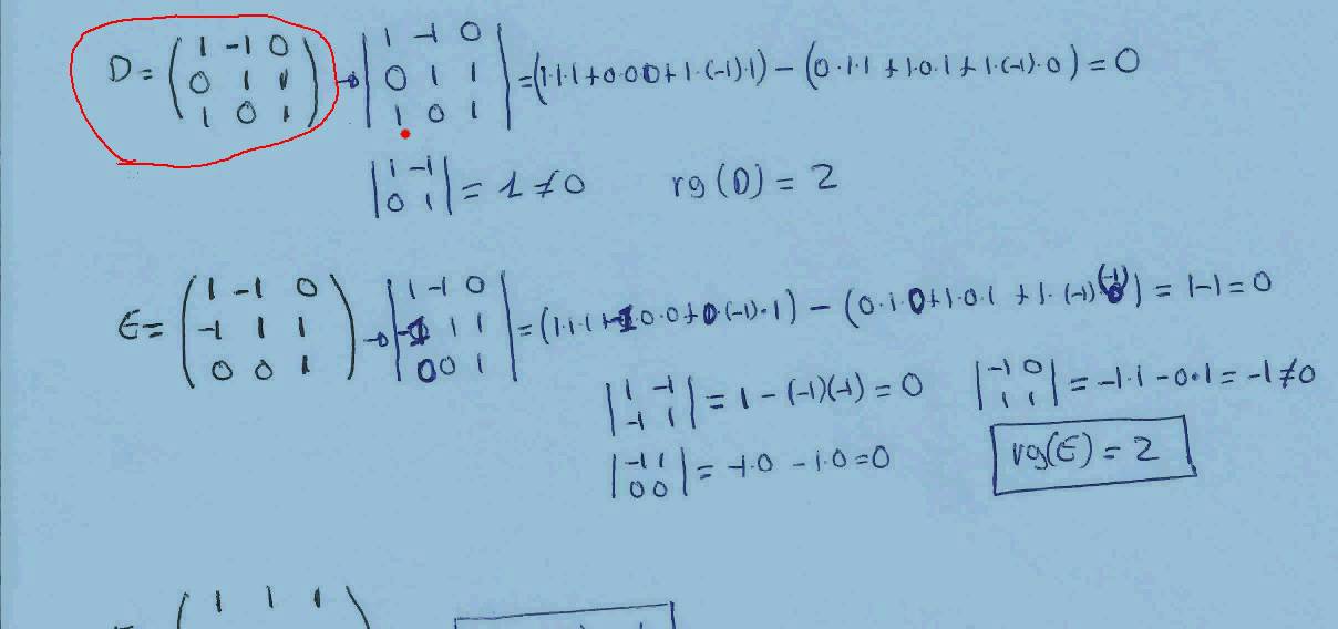 Rango de matrices por determinantes 1