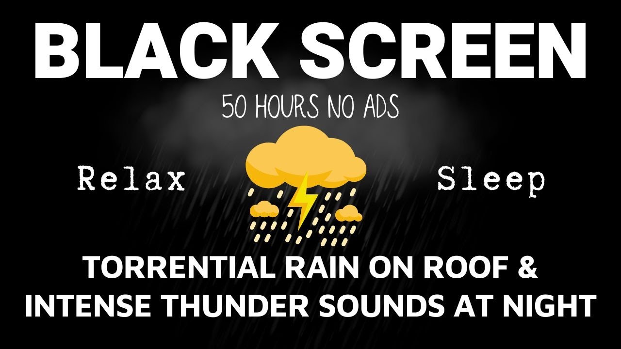 Relieve Stress to Sleep Instantly with Torrential Rain on Roof & Intense Thunder Sounds at Night