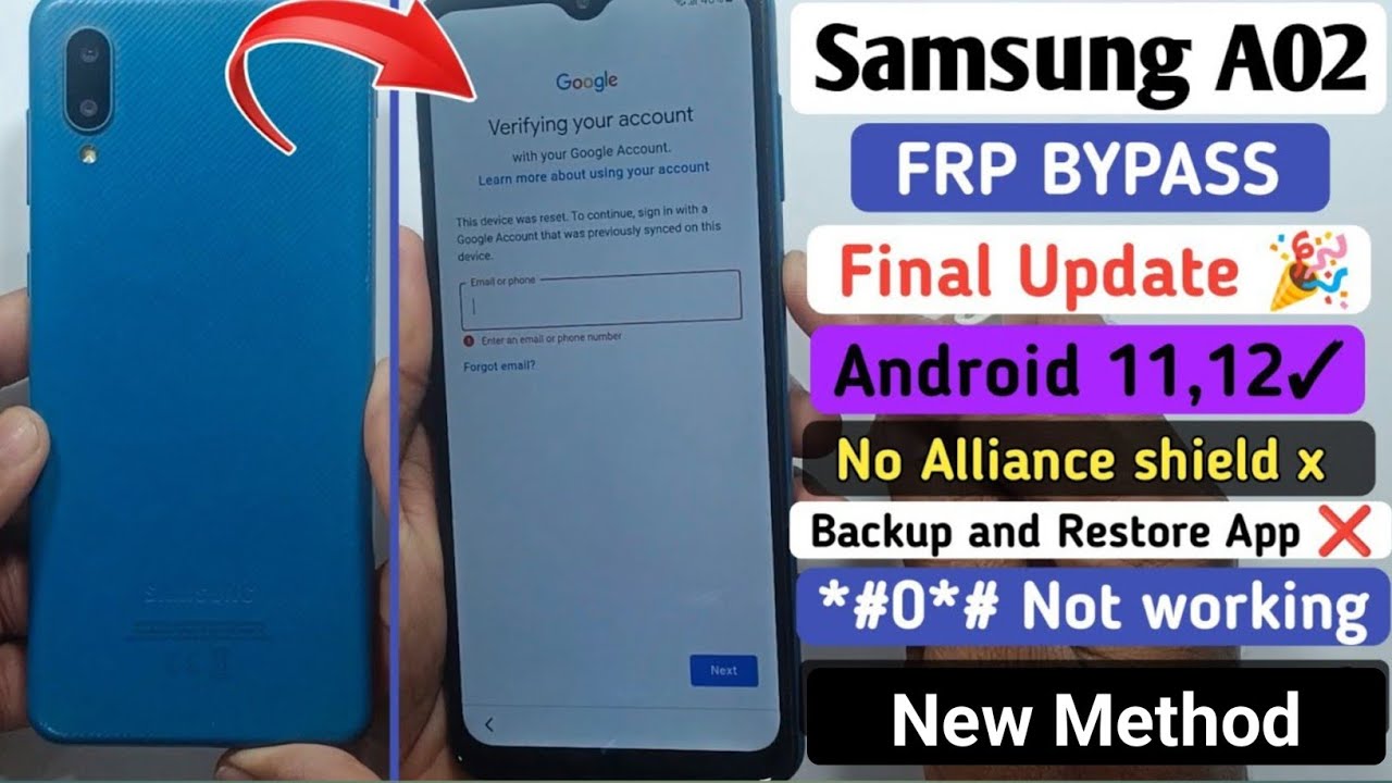 Samsung A02 FRP Bypass | Samsung Galaxy A02 Android 11/12 Google FRP Unlock 2024 | New Method
