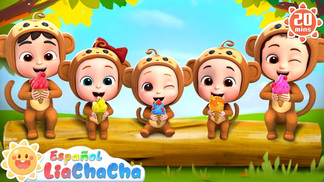 Cinco Monitos Tomando Helado | LiaChaCha en Espa&ntilde;ol - Canciones Infantiles