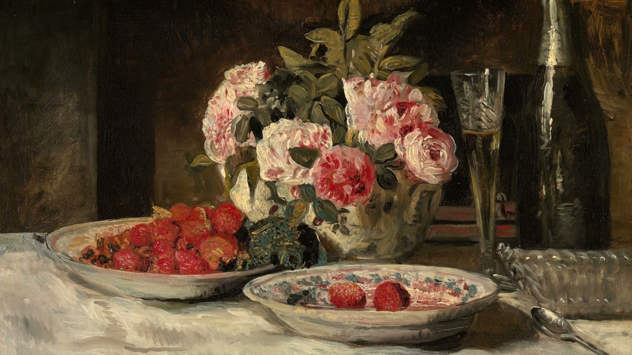 Art For Your TV | Valentine's Day Painting | Strawberries and Champagne 🍓🥂 | Vintage Screensaver
