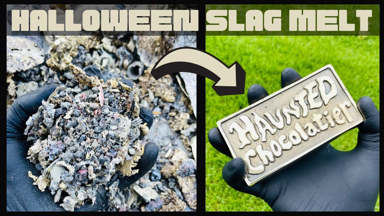 Плавление шлака-Из настоящего мусора в сокровища-ASMR Metal Melting Halloween-BigStackD Sand Casting