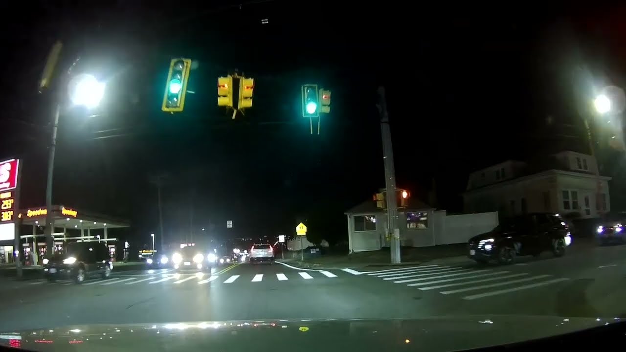 Nighttime drive in North Providence, Rhode Island