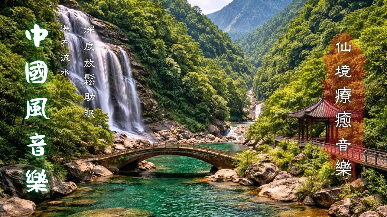 🏞️ 仙境瀑布山谷靜心音樂｜古亭流水療癒冥想｜Deep Relaxing Chinese Nature Meditation & Sleep Music