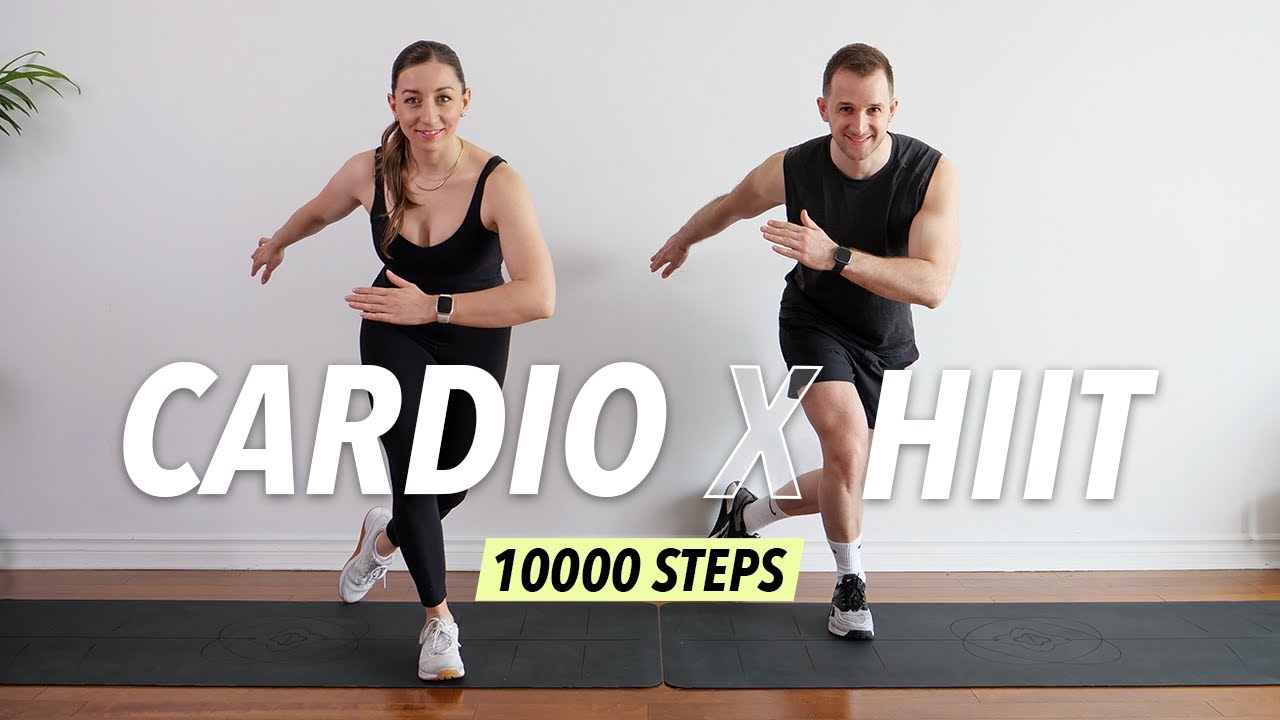 1 Hour Cardio HIIT Workout at home - 10000 steps for Fat Burn (No equipment)