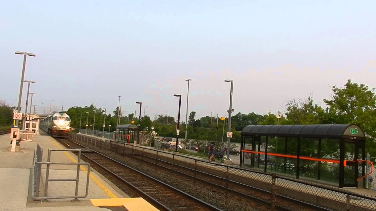 GO Transit express train passing Guildwood station