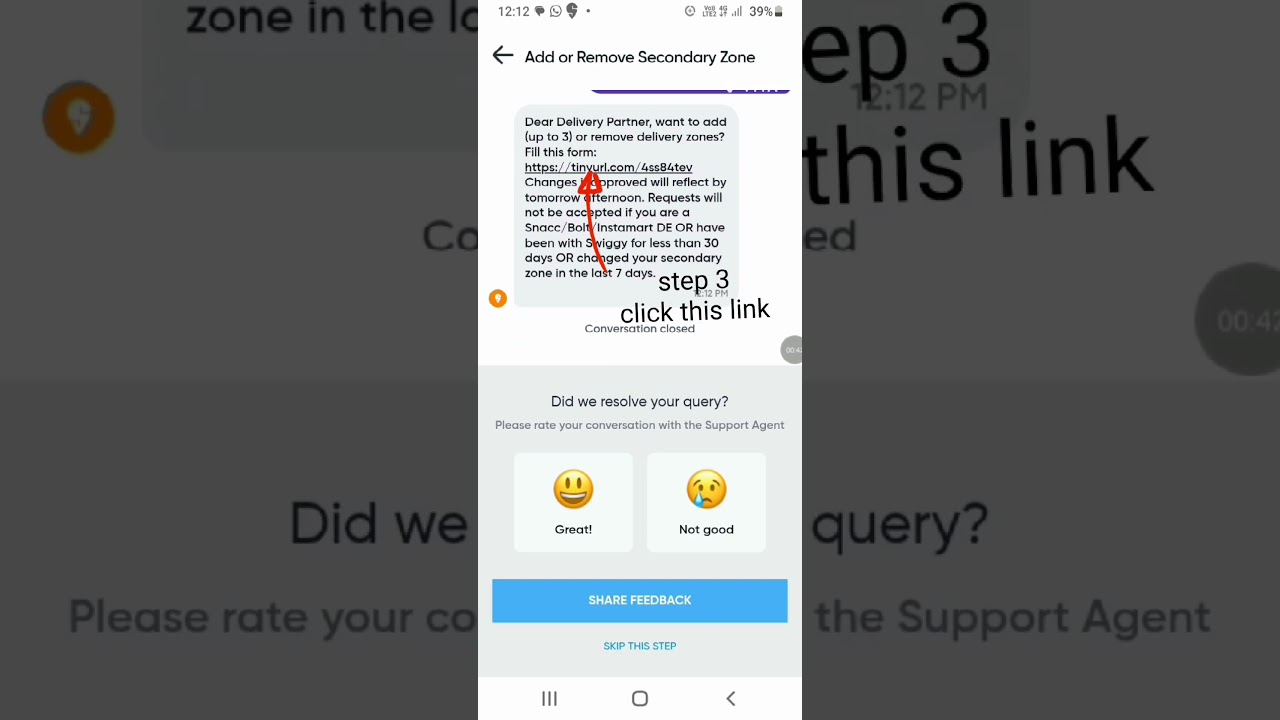 how to add or remove secondary zone in Swiggy delivery app