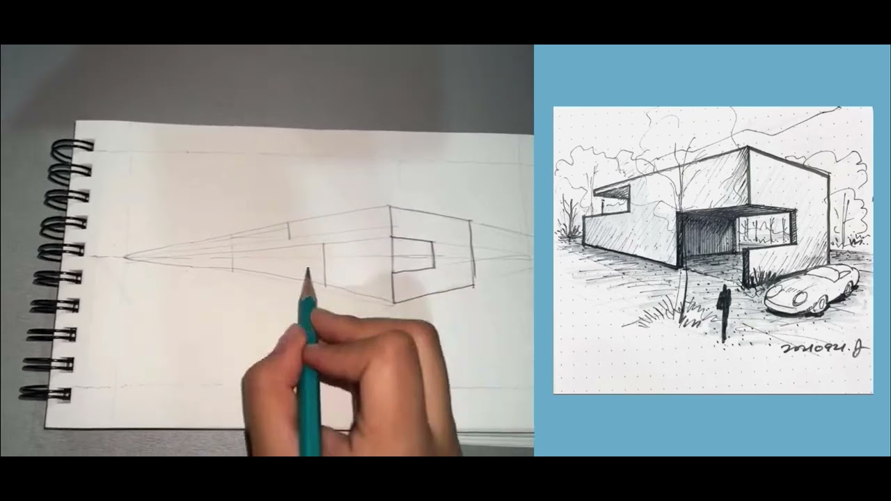 Croquis documentado perspectiva oblicua 