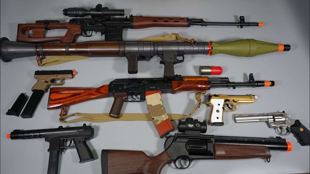 1:1 Scale RPG7 Rocket Launcher Airsoft Toy Gun and SVD Sniper Rifle AK47 - Toy Guns Collection