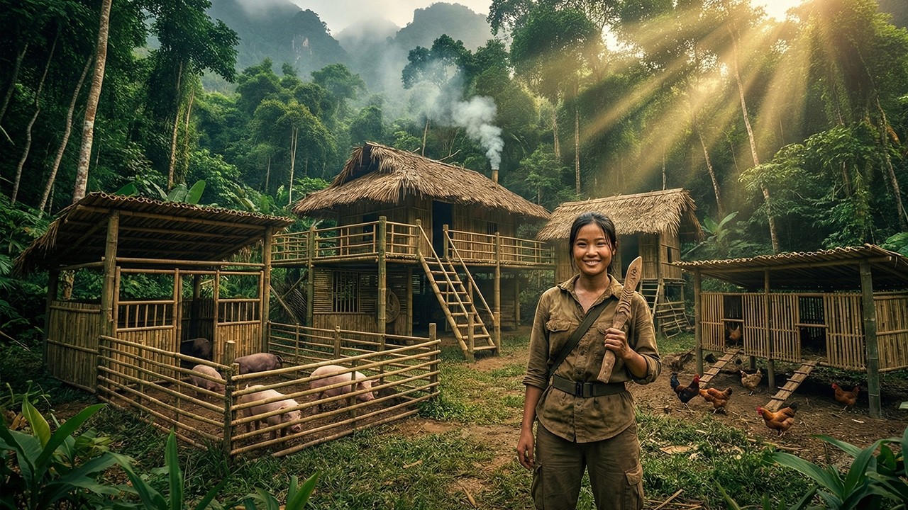 45 Days of Building: Constructing a Bamboo House & Animal Pens from Scratch