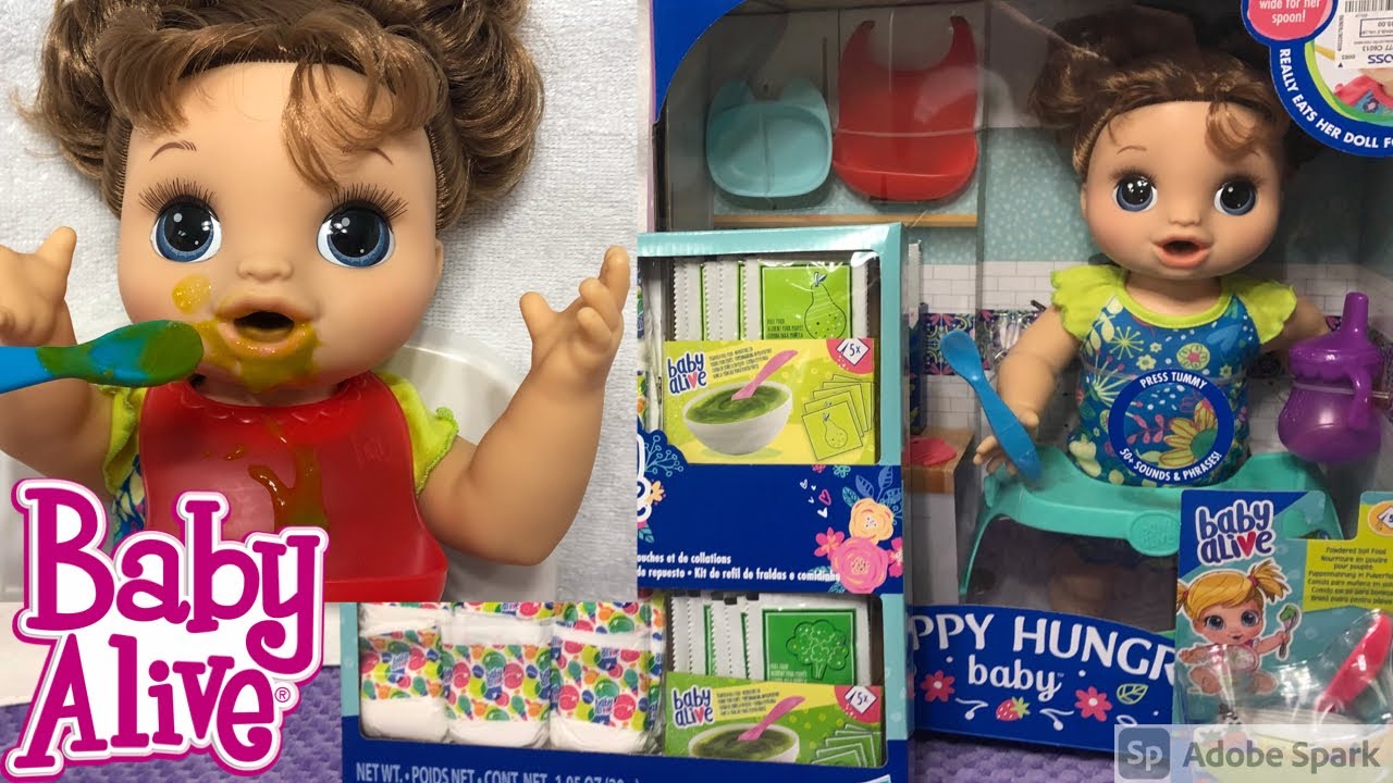 SO MESSY! Baby Alive Happy Hungry Baby Review & MESSY Feeding! + Food Packets Refill Unboxing