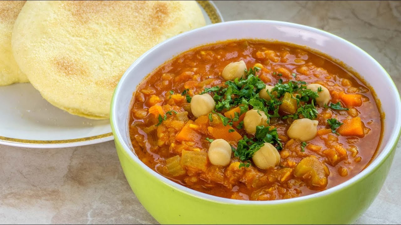 Marokkanische Harira -  Linsensuppe   Vegan Vegetarisches Rezept