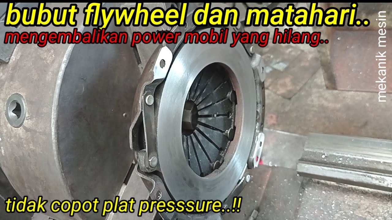 Bubut flywheel roda gila tanpa copot plat | fixing the flywheel with a lathe | working metal lathe