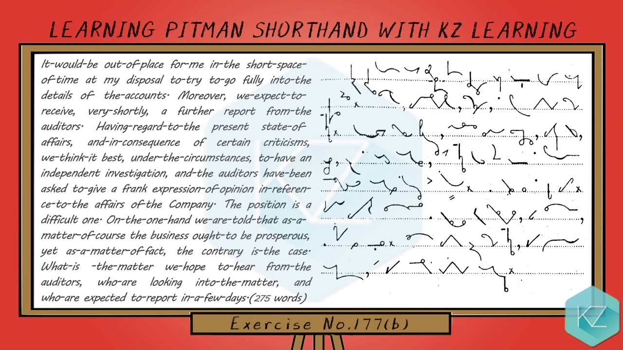 Exercise No.177 @ 100 WPM - Pitman Shorthand Dictation - KZ Learning