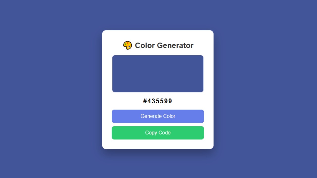 🎨 Color Generator using HTML CSS JavaScript | Random Color Generator with Copy Code