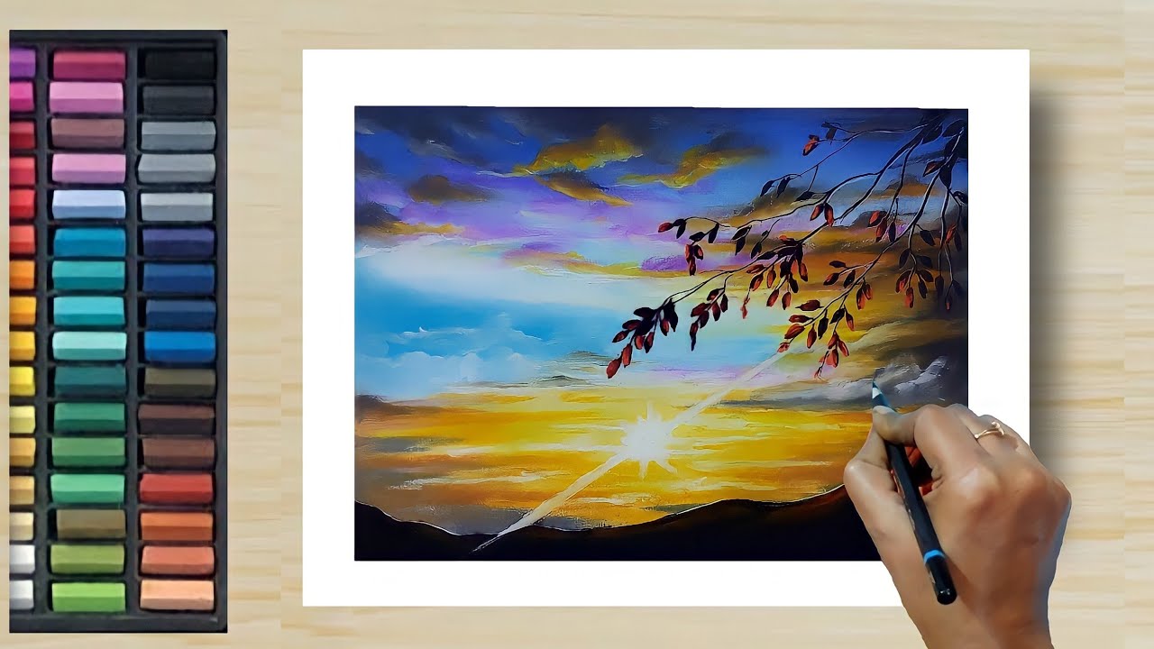 Tips to Draw REALISTIC 😱 Colourful Sky CLOUDS with PASTEL (step by step) Tutorial - Soft Pastel Draw