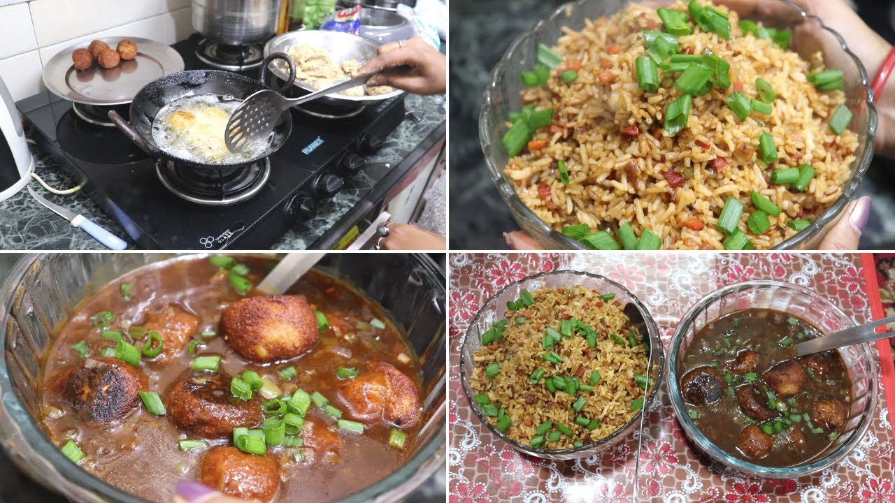 Kuchh Bilkul Naya try Kiya Aaj,Different Style manchurian and Fried Rice Indo chinese Dinner Routine