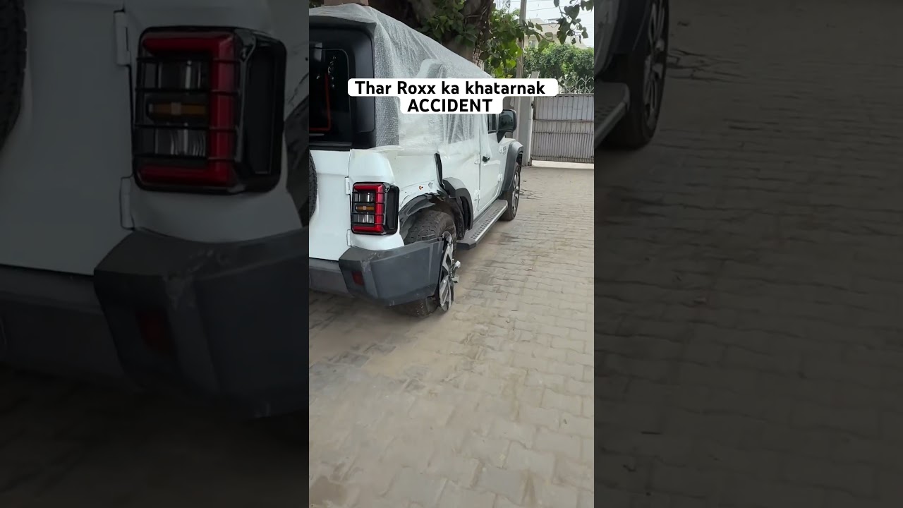 Thar Roxx ka khatarnak ACCIDENT😞 #automobile #tharrox #mahindra #accidente #electriccar #shorts