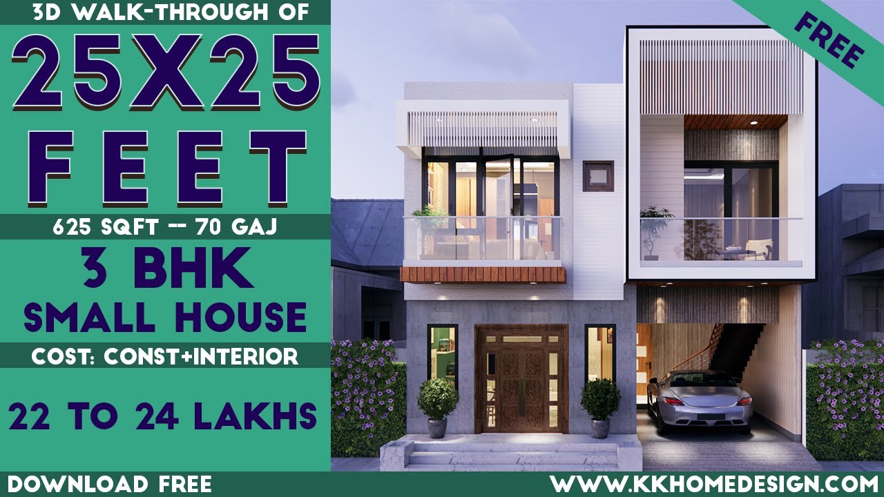 3 Bedroom House Design 25x25 Feet With Parking || 25 by 25 Feet || 625 Sqft House Plan#80