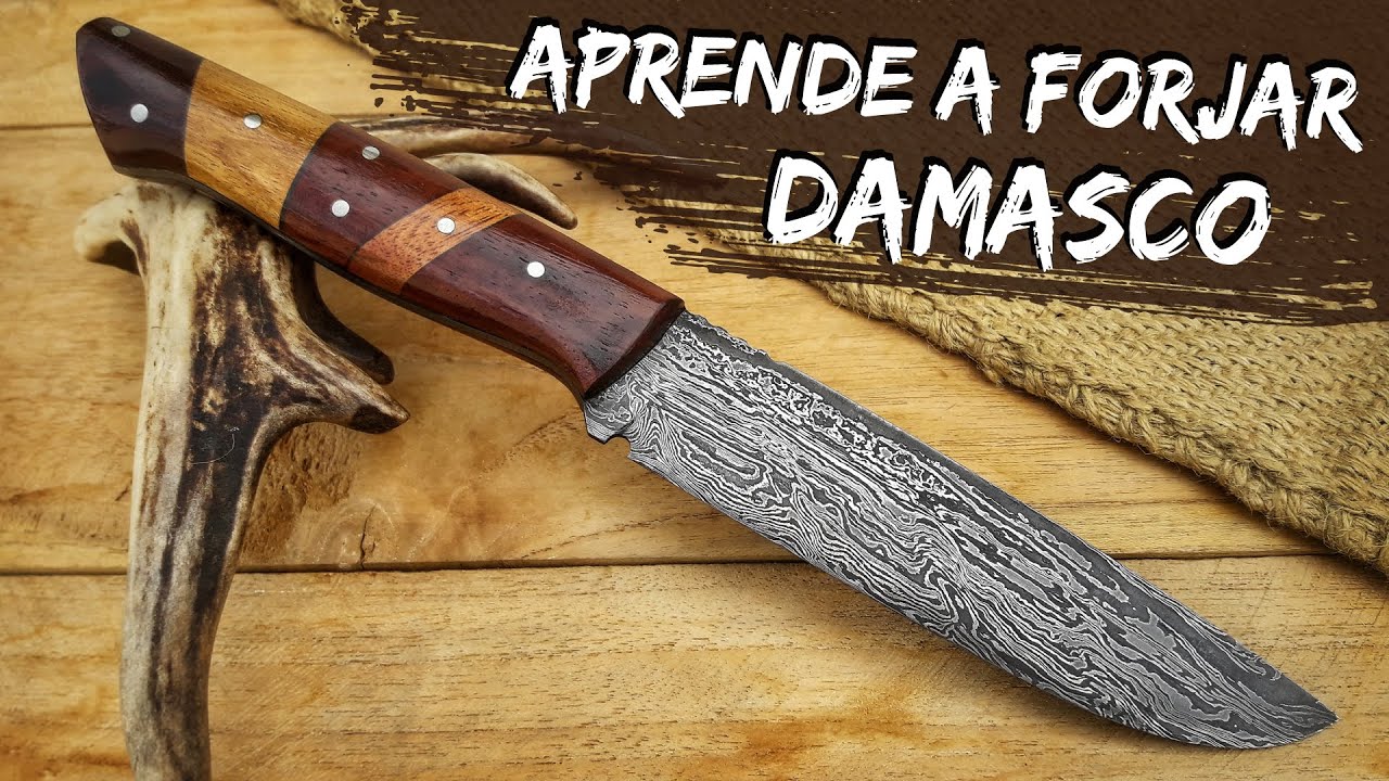 Cuchillo de acero damasco forjado a fuego - Damascus steel knife forged in fire