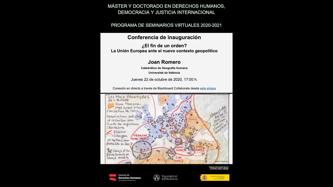 Conferencia de Inauguración impartida por el Prof. Joan Romero - IDHUV