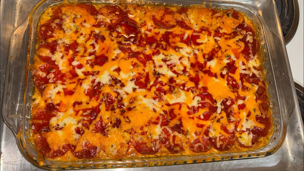 Low Carb Pepperoni Cheeseburger Casserole