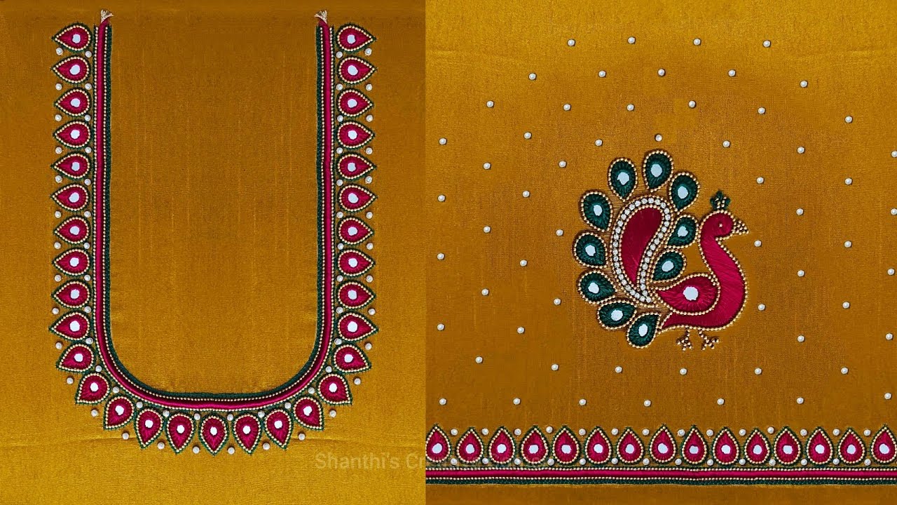Aari Work With Normal Stitching Needle | Peacock Sleeve Design On Stitched Blouse Same Like Aari