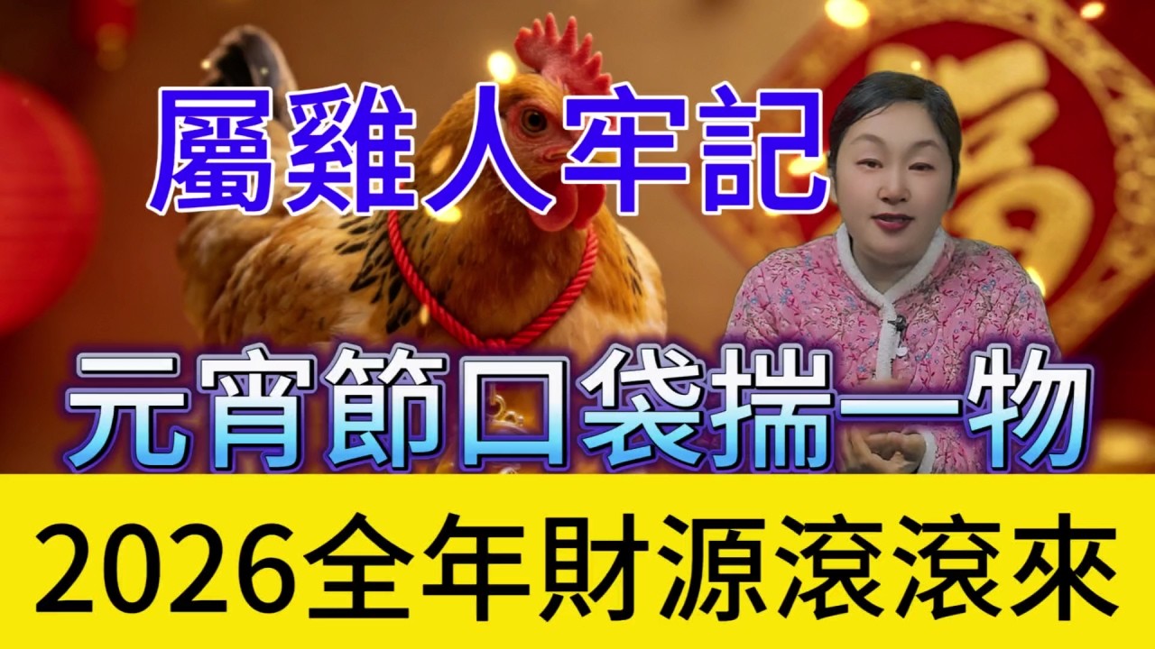 錯過真要哭！致所有屬雞的朋友：3 月 3 號元宵節，別隻顧着吃湯圓！在口袋裡放這幾個吉祥物，爲 2026 馬年討個好彩頭，全年財源不斷，富貴逼人！萬事順遂！#運勢 #補財庫旺財氣 #正能量 #財富