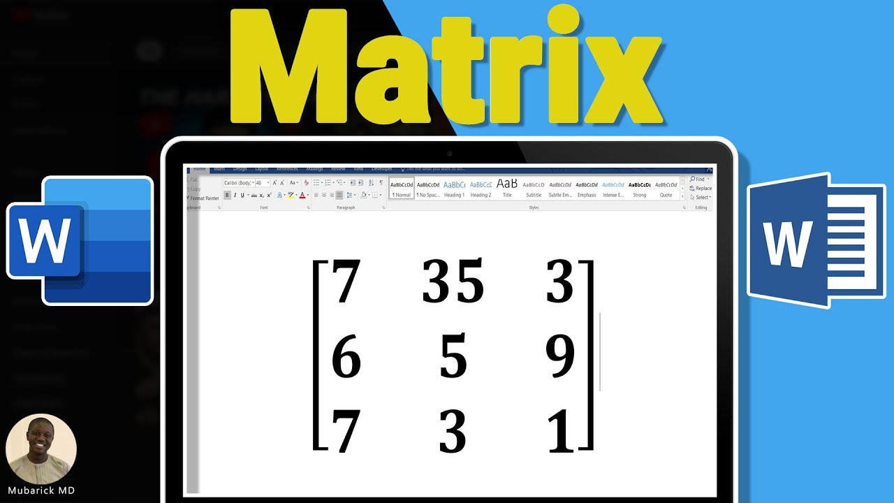 How to Type Matrix in Microsoft Word \\ Write A Square Bracket Around Matrix - Full Guide