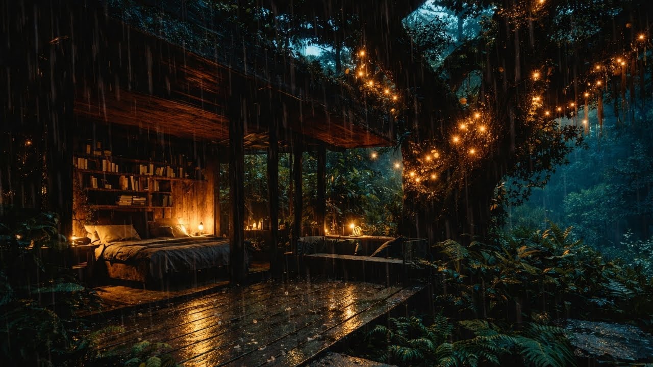 Gentle Rain at a Cozy Forest Cabin 🌲 Deep Sleep & Relaxation