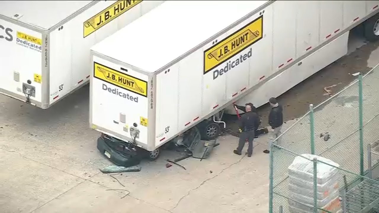 Man killed after car gets wedged under tractor trailer in NJ