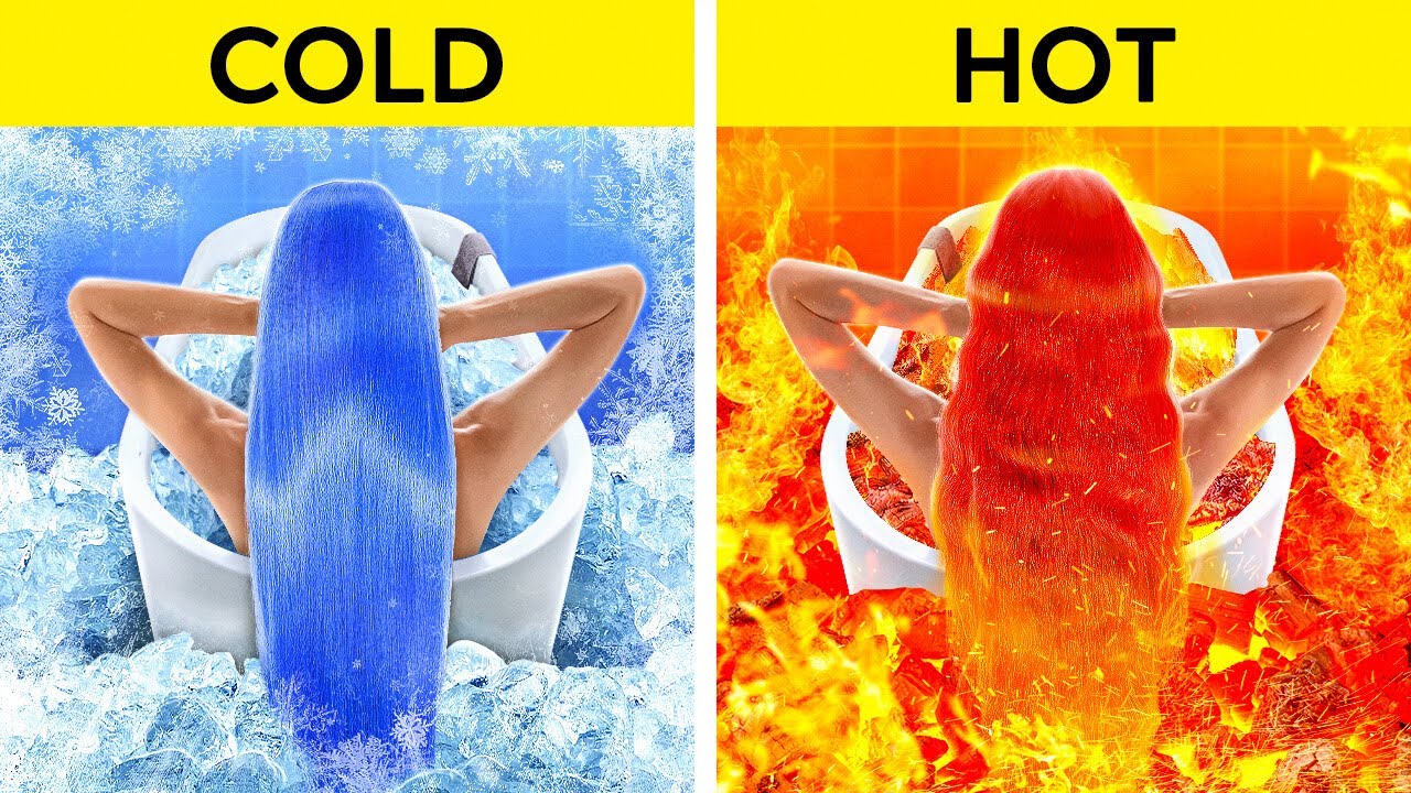 EXTREME HOT VS COLD CHALLENGE || Fire Girl vs Water Girl Were Adopted! Parenting Hacks by 123 GO!